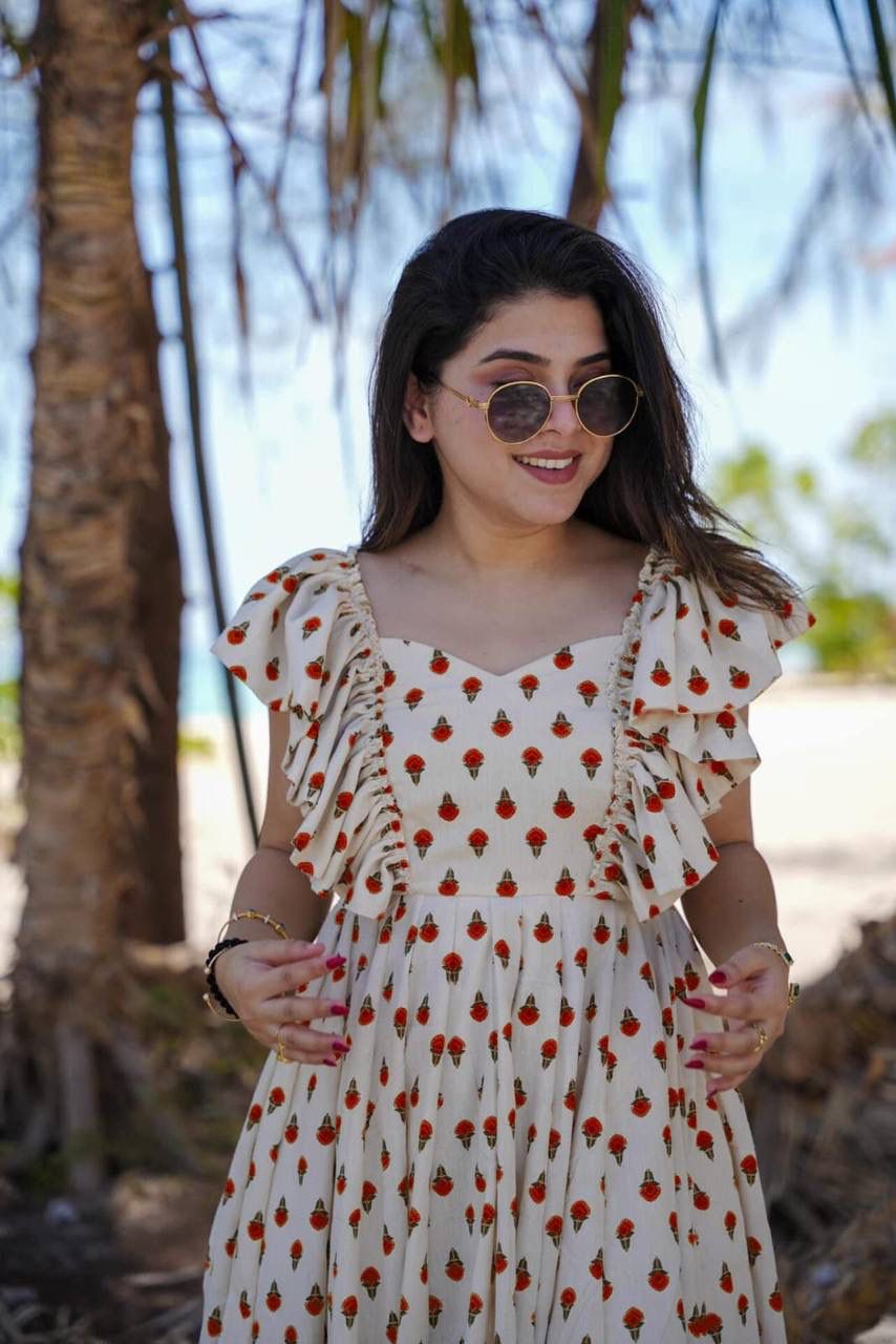 Aurevia Red Sunlit Breeze Midi Dress